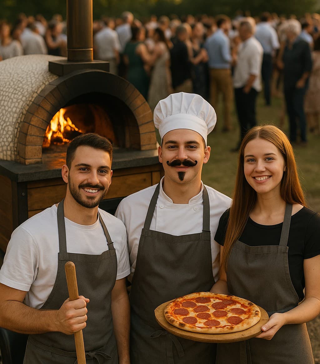 Das Team von Steinofen Pizza Catering bei der Arbeit